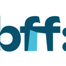 Logo "bff: FRAUEN GEGEN GEWALT E.V." in lettere bordeaux e due punti blu, in un cerchio bianco.