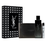 MYSLF Eau de Parfum Set Festivo con flacone di fragranza, formato viaggio e pochette couture in una scatola YSL.