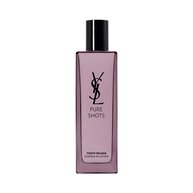 YSL Beauty Pure Shots Youth Reload Essence-in-Lotion, 150ml, in a tall purple-tinted glass bottle with black cap, reflected.
