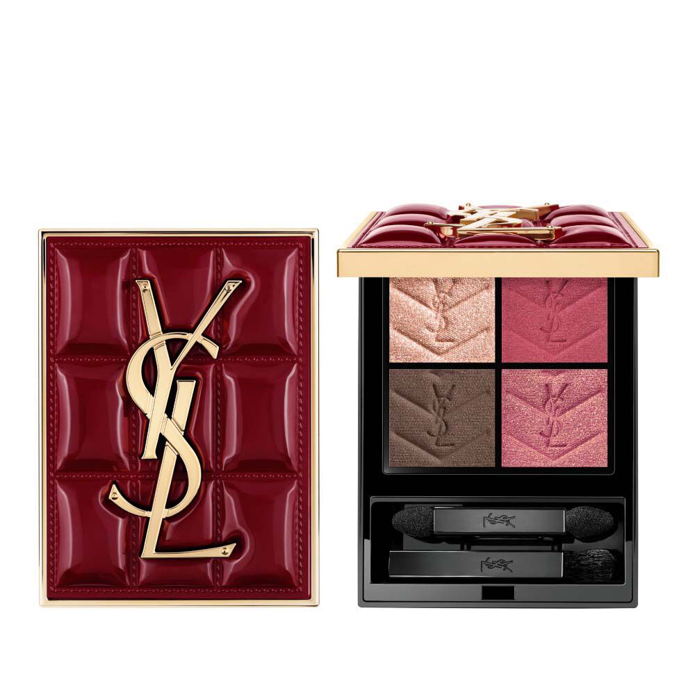 Edizione da collezione YSL Couture Mini Clutch, palette con astuccio quilted bordeaux e quattro tonalita di ombretto.