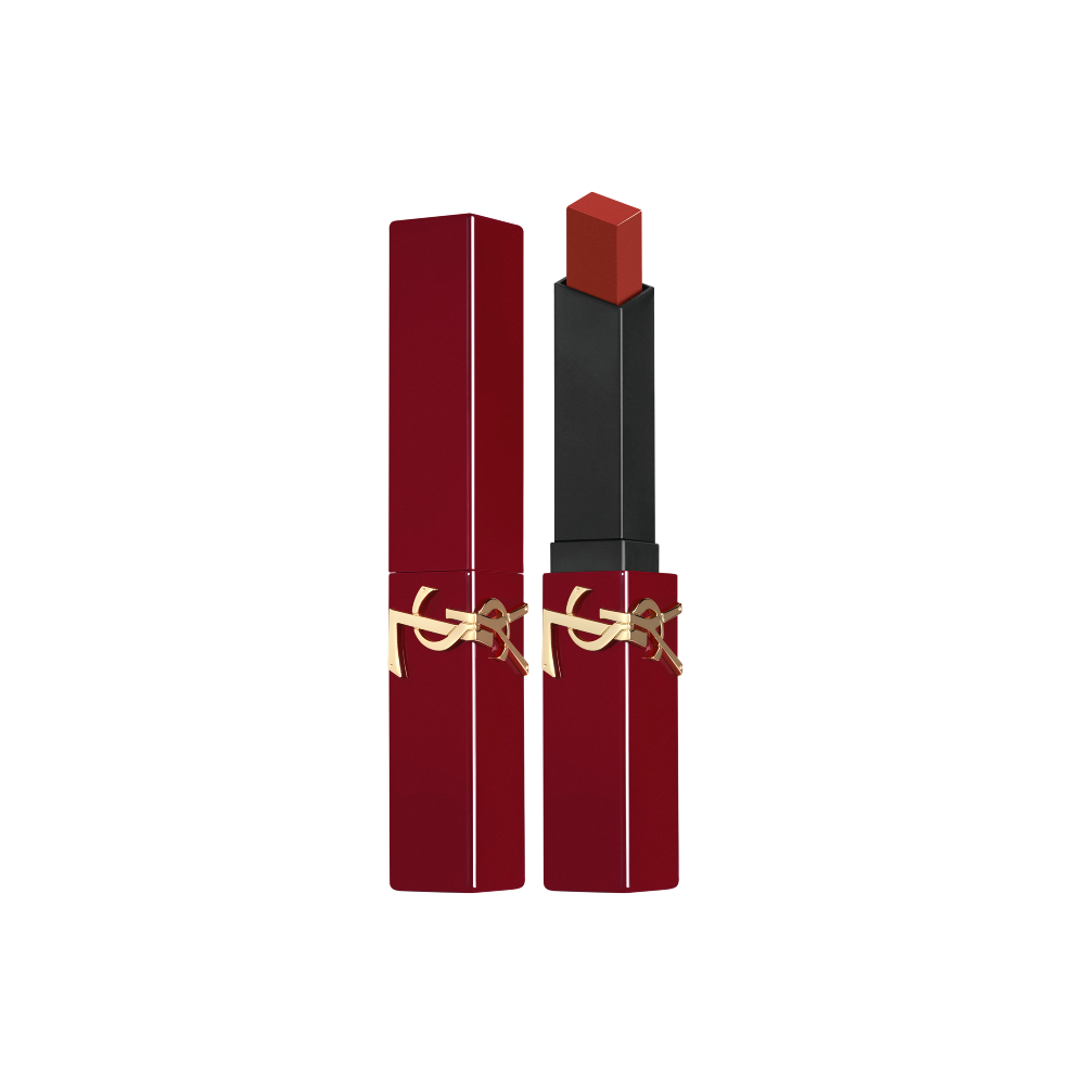 YSL The Slim Collector in shade #1961 Nude Fizz with square bullet and burgundy case.